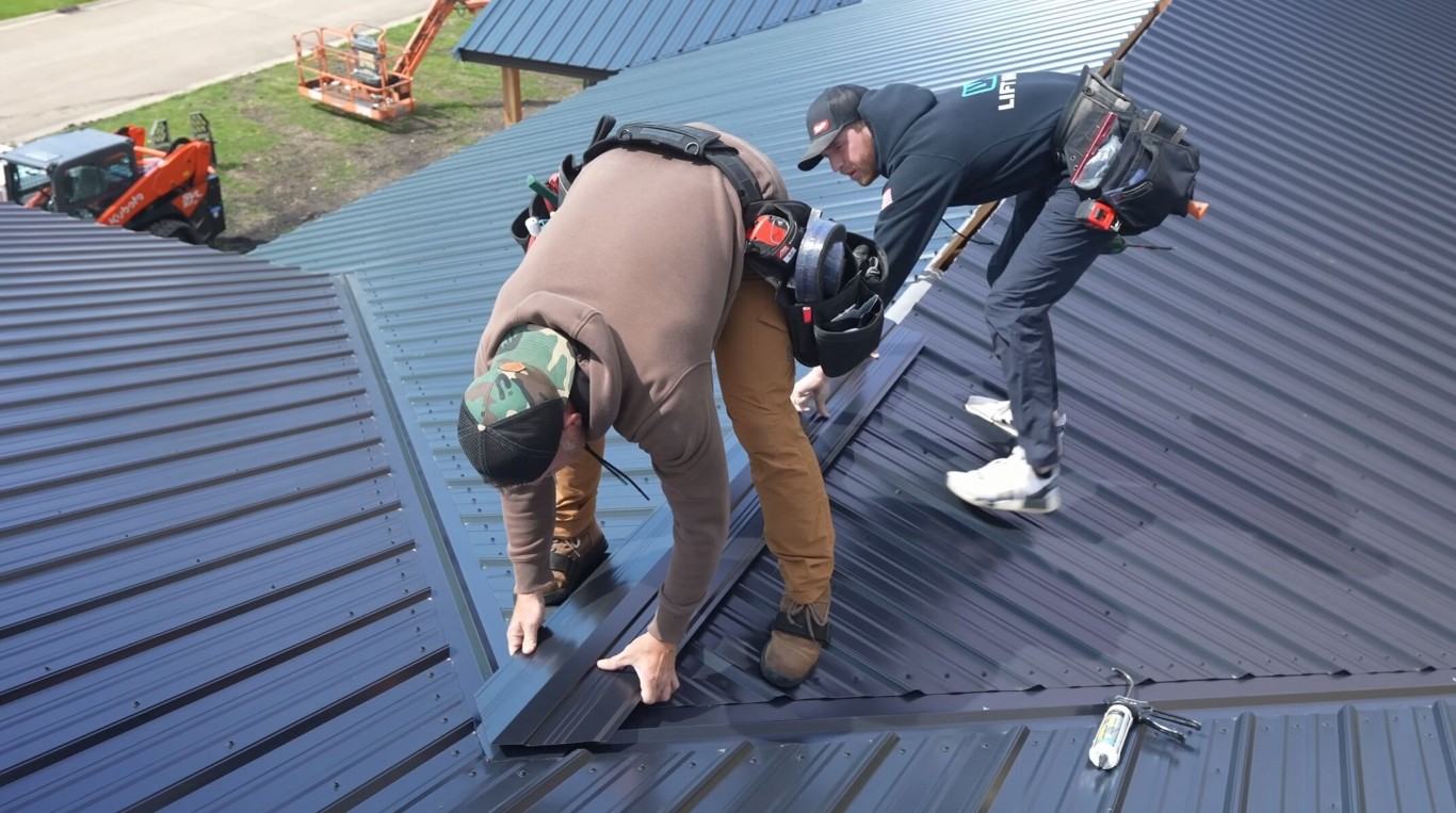Professional roofing contractor installing metal roof in Cerritos, CA